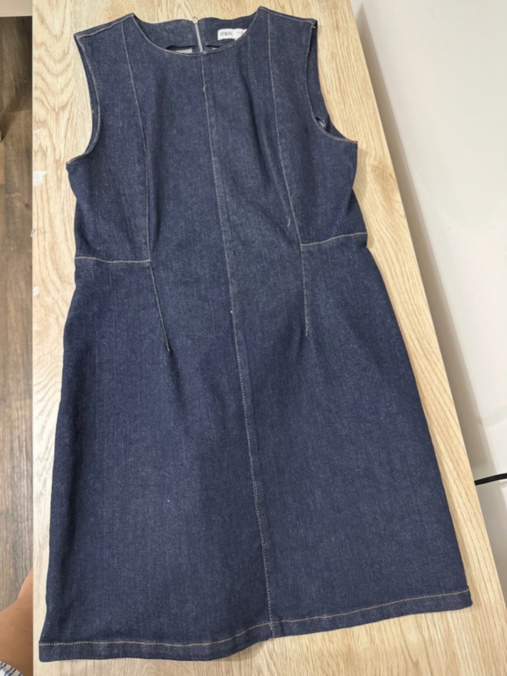 Zara Dark Blue Denim Sleeveless Mini Dress